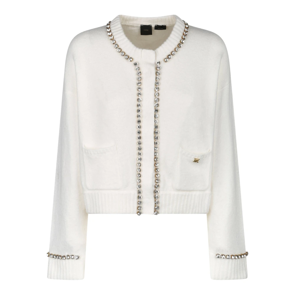 Pinko Witte Cardigan met Fonkelende Details White Dames