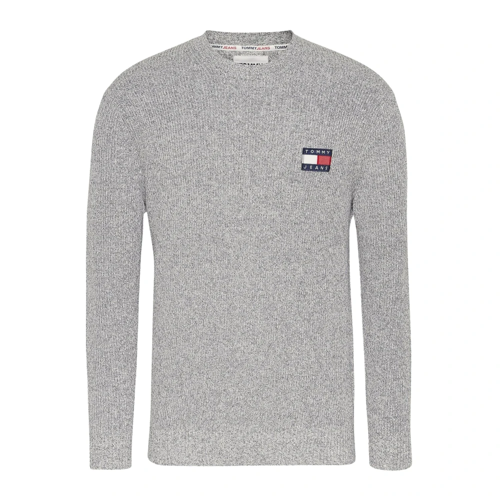 Tommy Jeans Chiné Logo Patched Sweater Gray, Herr