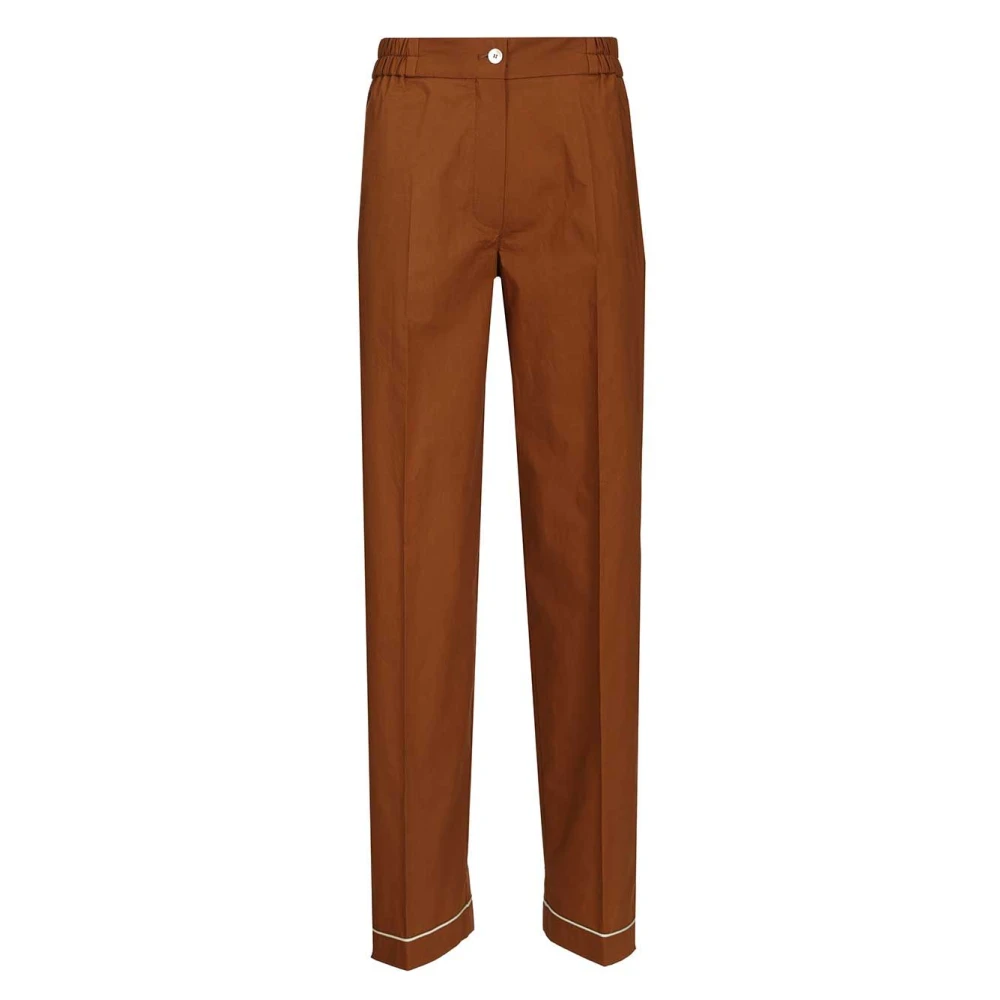 Forte Forte Brown Straight Trousers, Female, S, Poplin Pajama Trousers