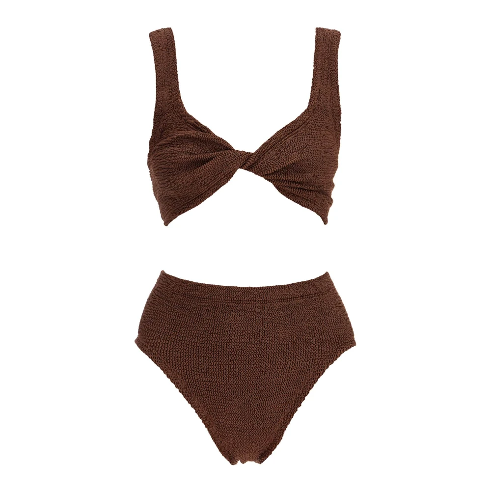 Hunza G Metallic Ruched Bikini Set Brown Dames