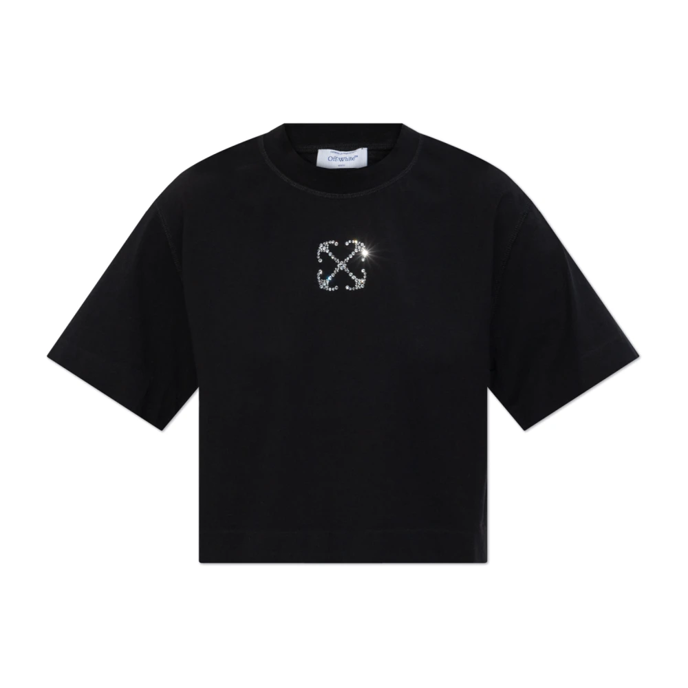 Off White T-shirt met logo Black Dames