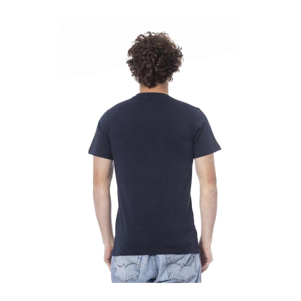 Cavalli Class Logo Print Crew Neck T-Shirt Blue Heren
