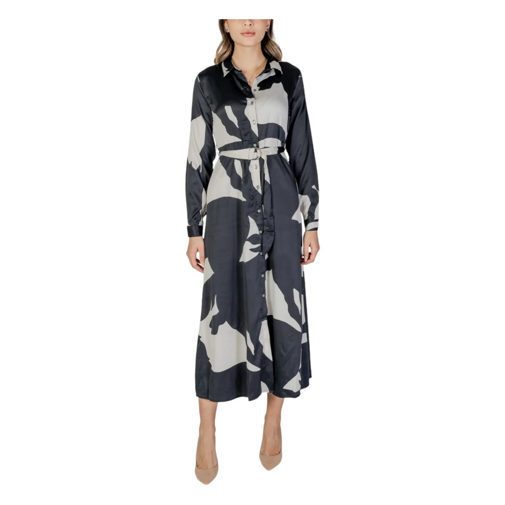 Only Zwarte V-hals Knoopjurk Herfst Winter Multicolor Dames