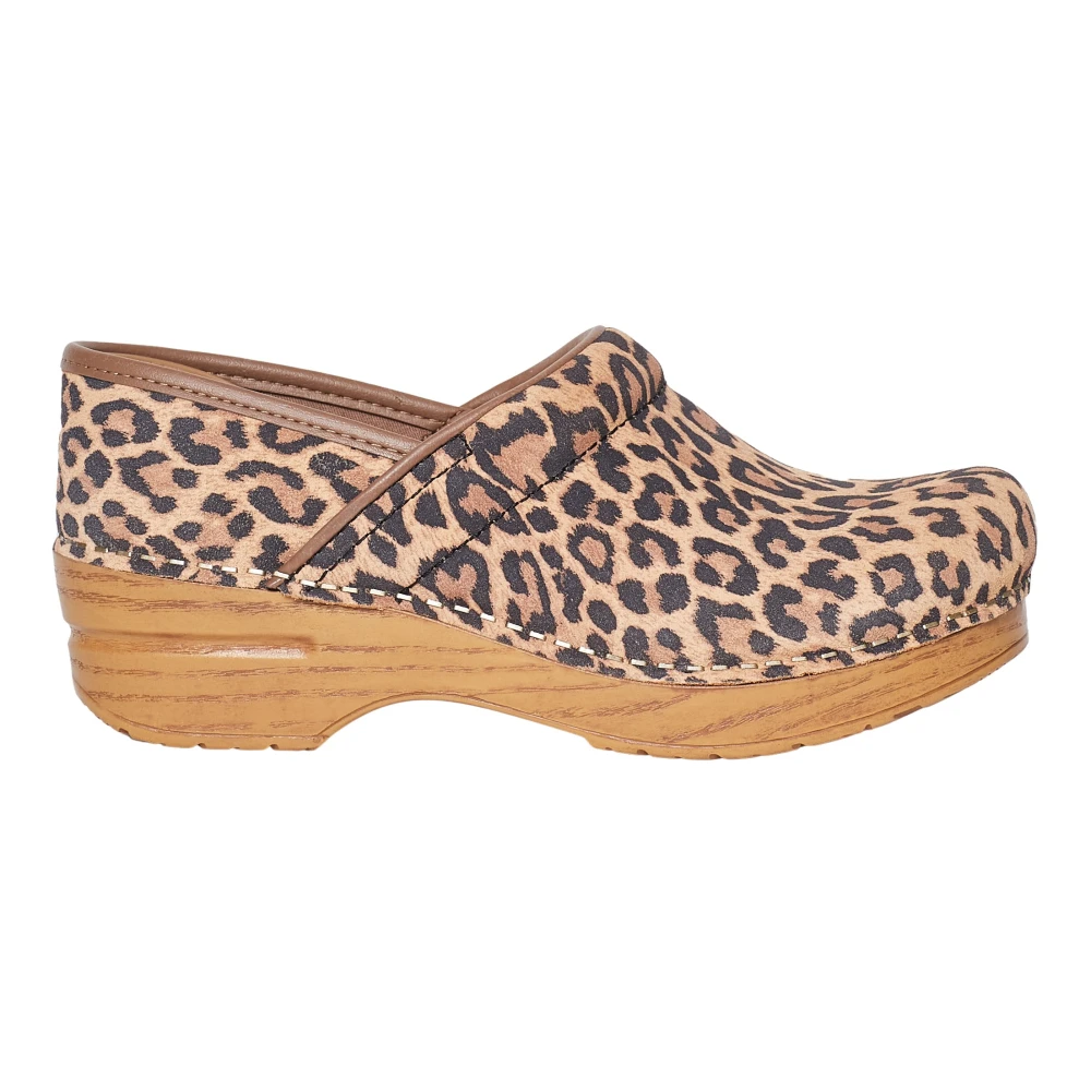 Dansko Beige Animal Print Slip-On Skor Brown, Dam