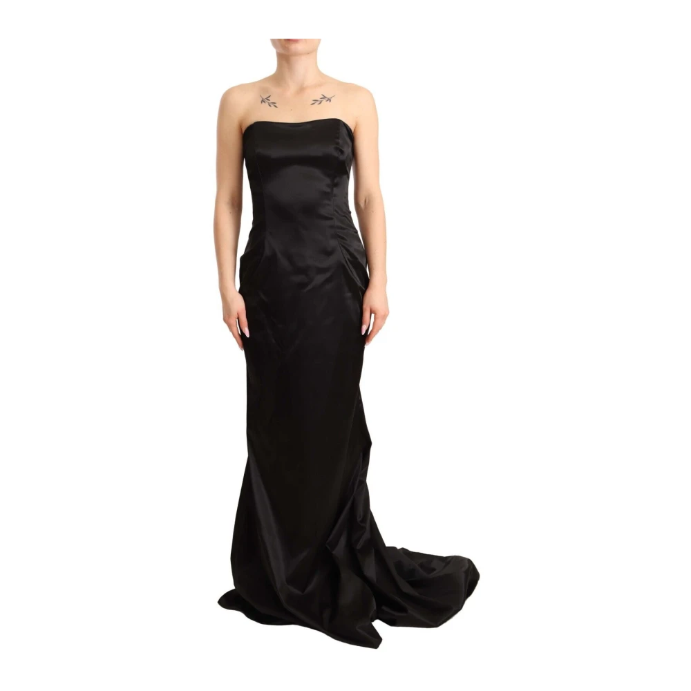 Dolce & Gabbana Women's Black Gowns, Xs, Silk Stretch Sheath Mermaid Gown Dress