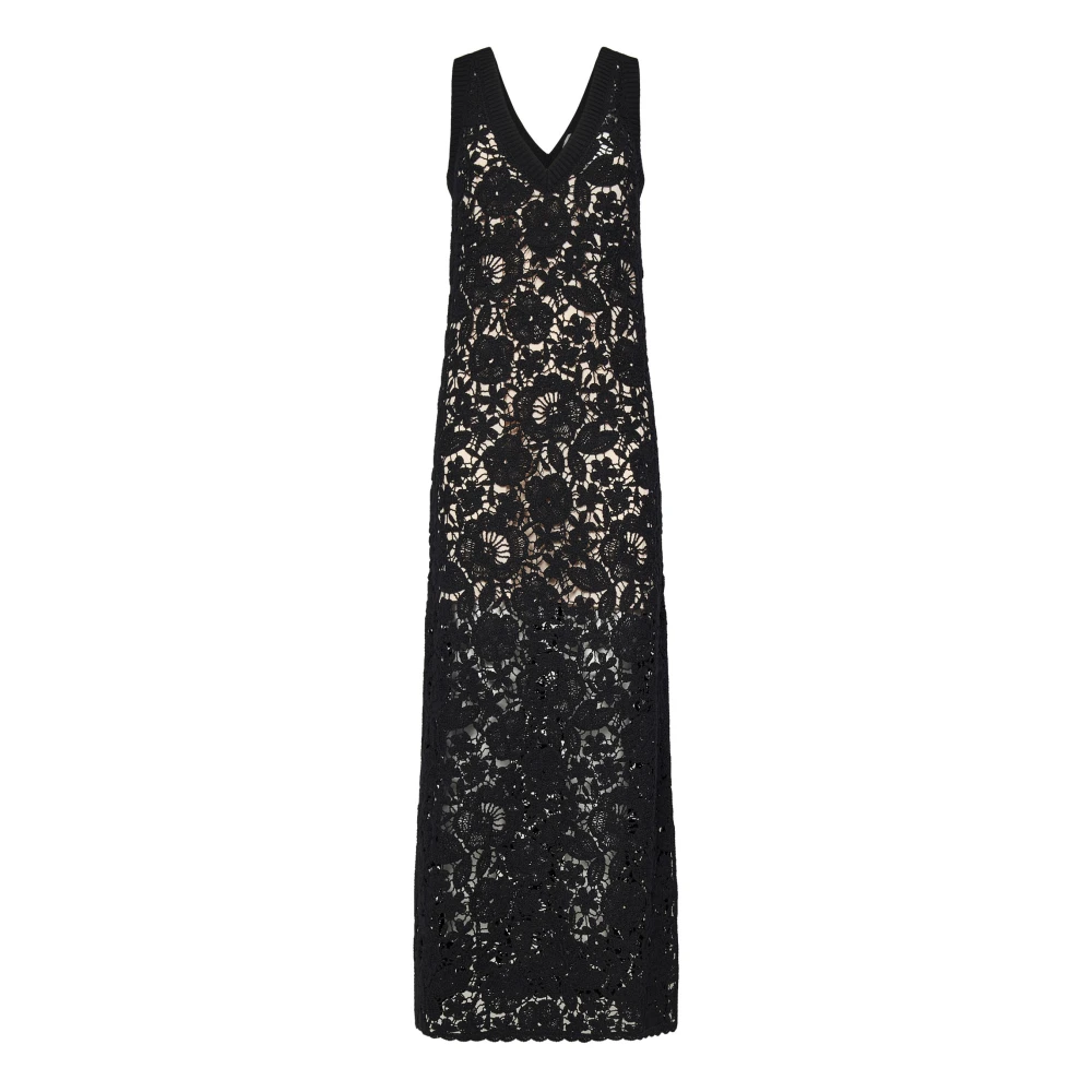 P.a.r.o.s.h. Zwarte Lange Jurk Black Dames