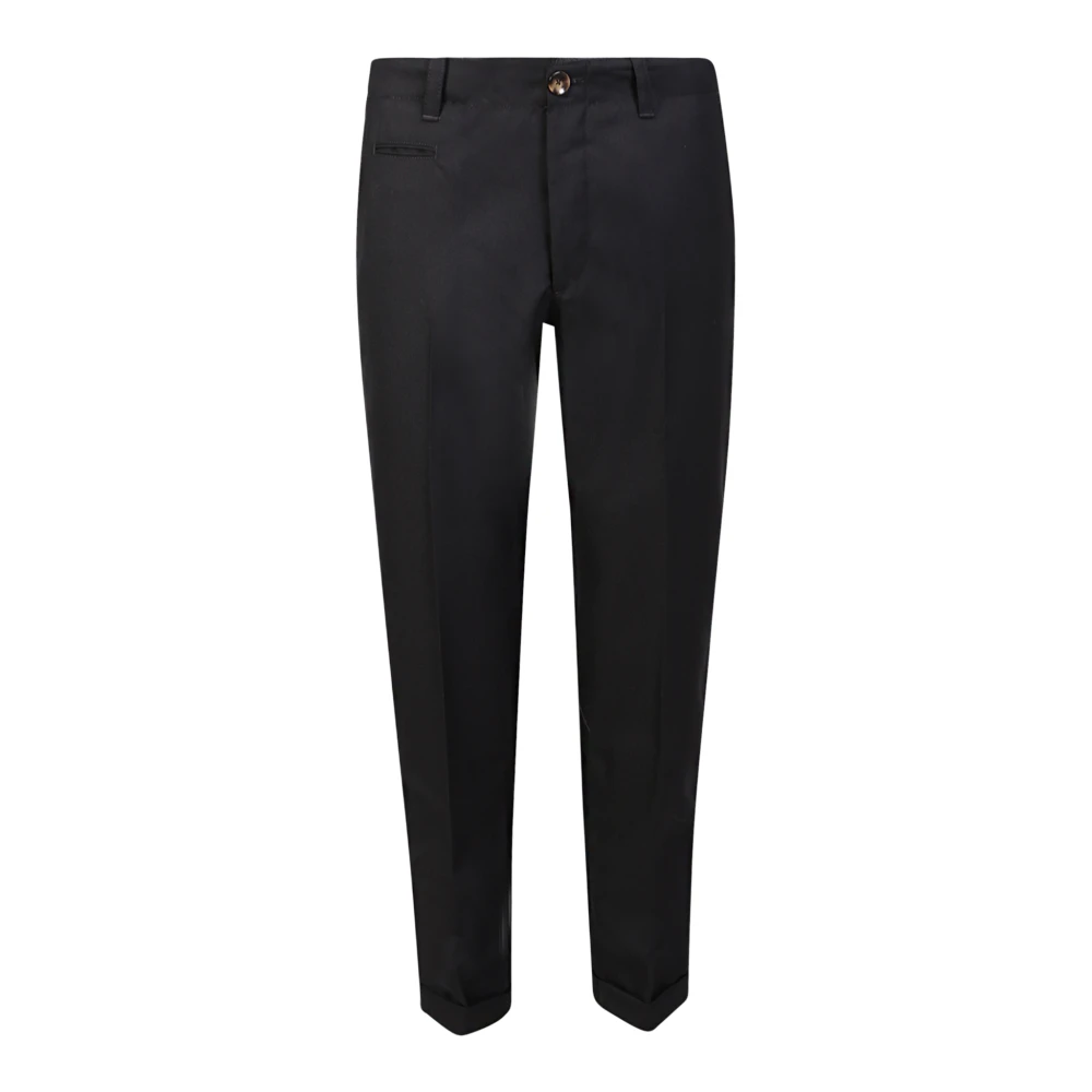 Pt Torino Men's Black Slim Fit Wool Trousers - Slim-Fit Trousers - W33 - Trousers
