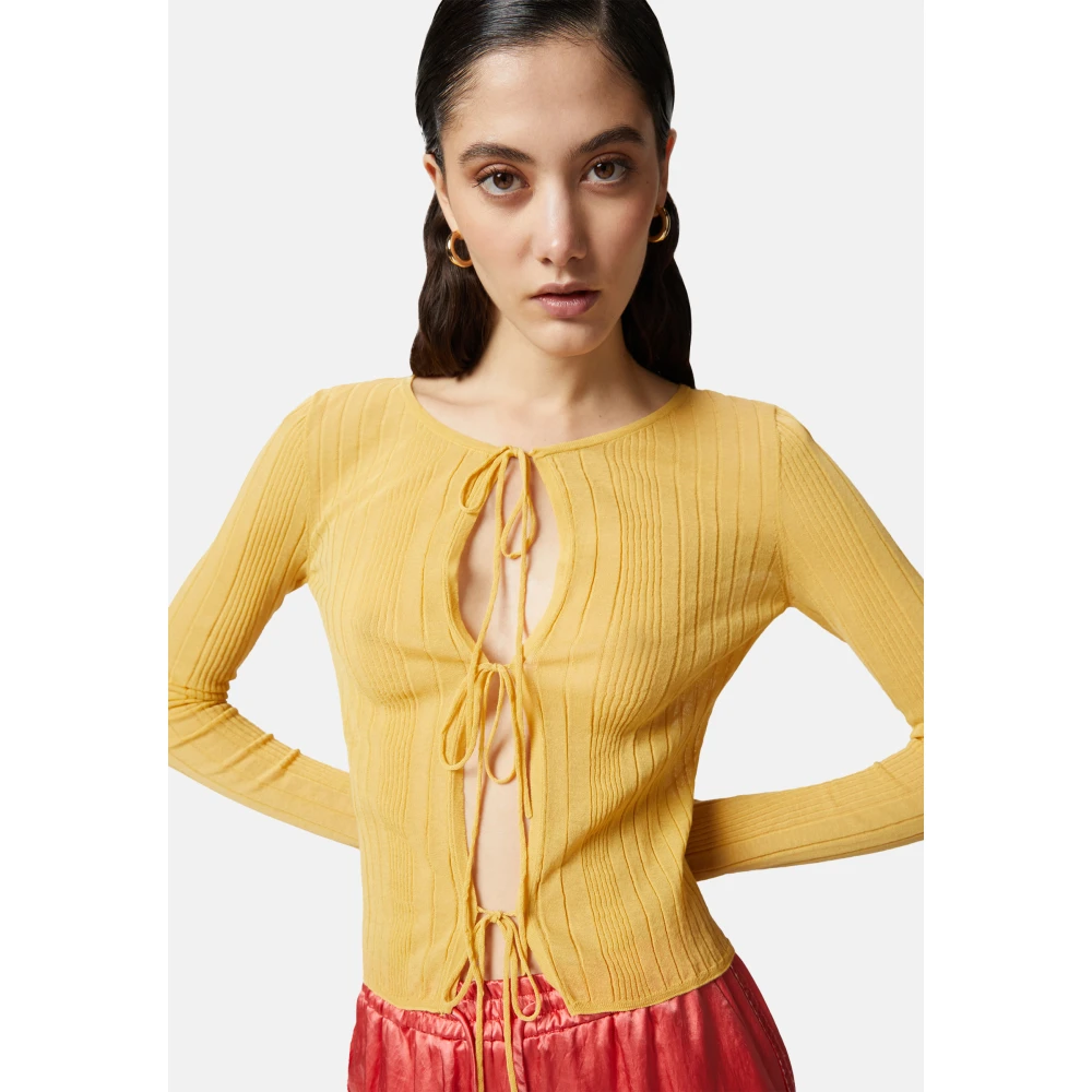 pinko Transparante Crepe Breiwerk Yellow Dames