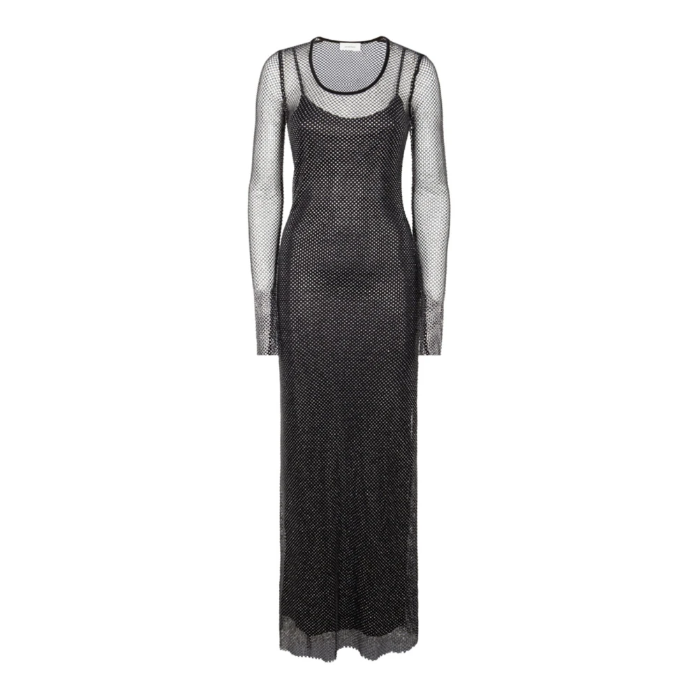 SPORTMAX Zwarte Strass Jurk met Fluweelrand Black Dames