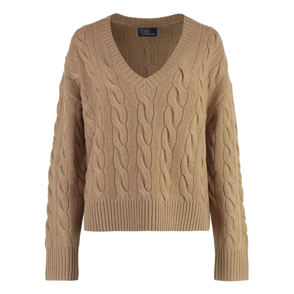 Polo Ralph Lauren Kabelgebreide Wol Kasjmier Trui Brown Dames