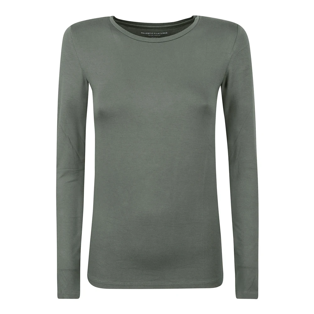 Majestic filatures Groene Viscose Elastaan T-shirts en Polos Green Dames
