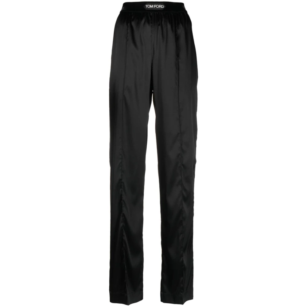 Tom Ford Zwarte Zijden Satijnen Broek Black Dames