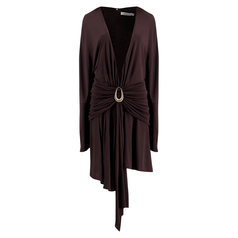 Christopher Esber Brown Stone-Detail Draped Mini Dress - Female - Party Dresses - Xs - Dresses