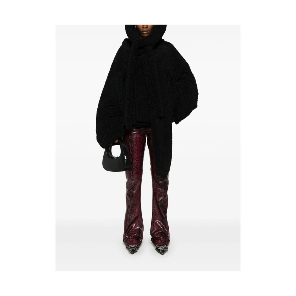 Ottolinger Zwarte Fleece Textuur Hoodiejas Black Dames