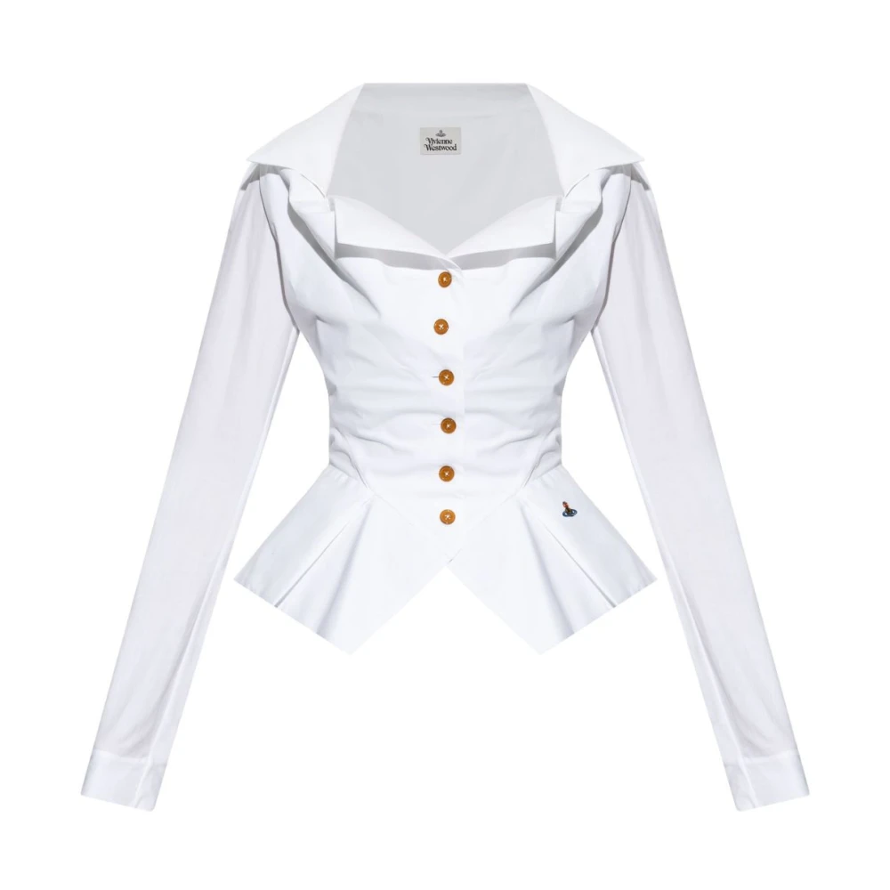 Vivienne Westwood Witte Button-Up Top met Orb Logo White Dames