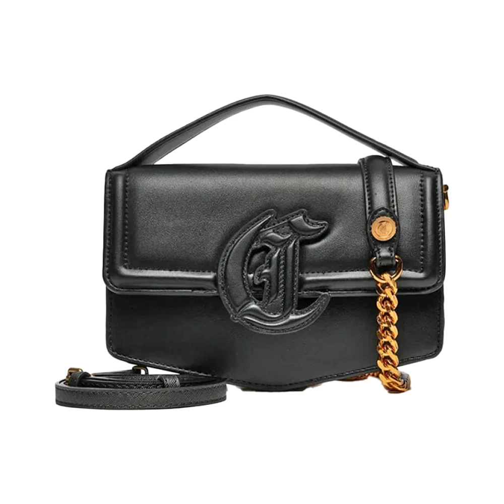 Just Cavalli Geëtst Logo Driehoek Schoudertas Black Dames