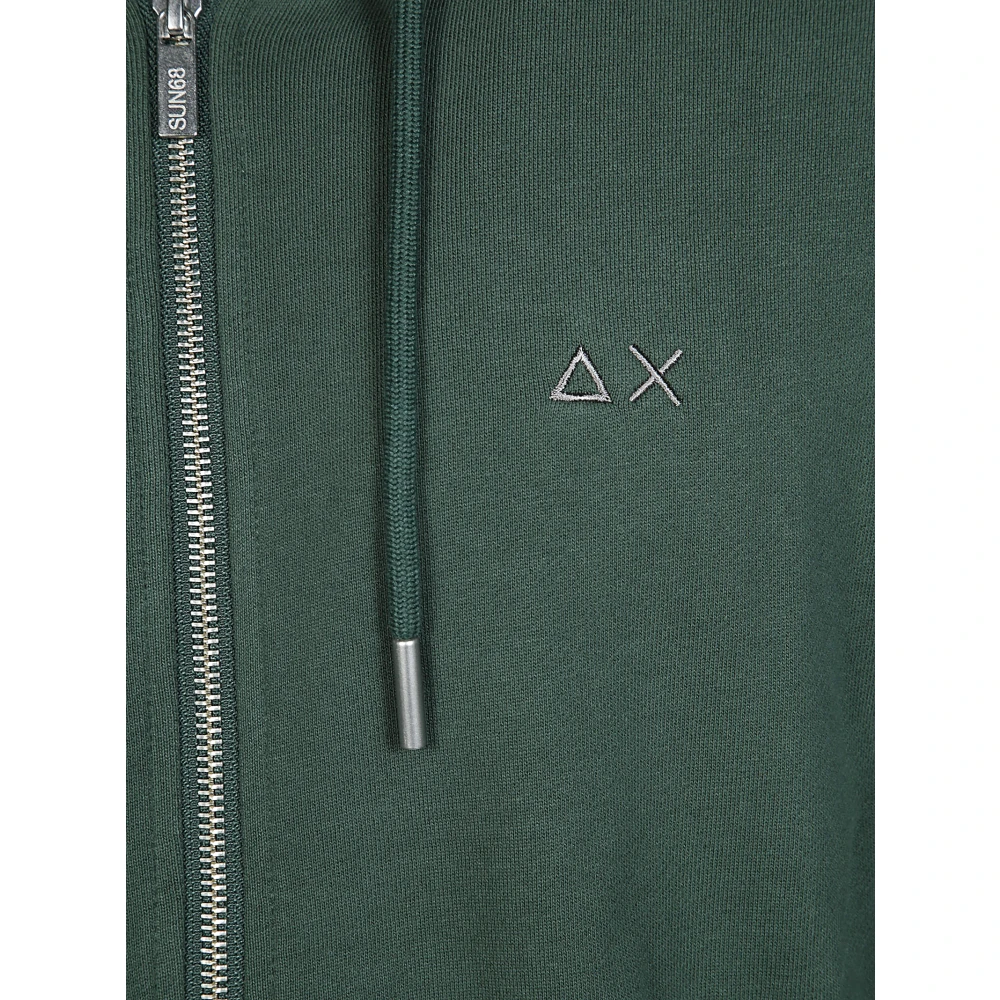 Sun68 Contrast Zip Hoodie Green Heren