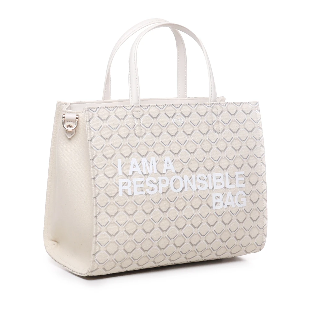 V73 Geometrische Print Eco-Vriendelijke Schoudertas White Dames