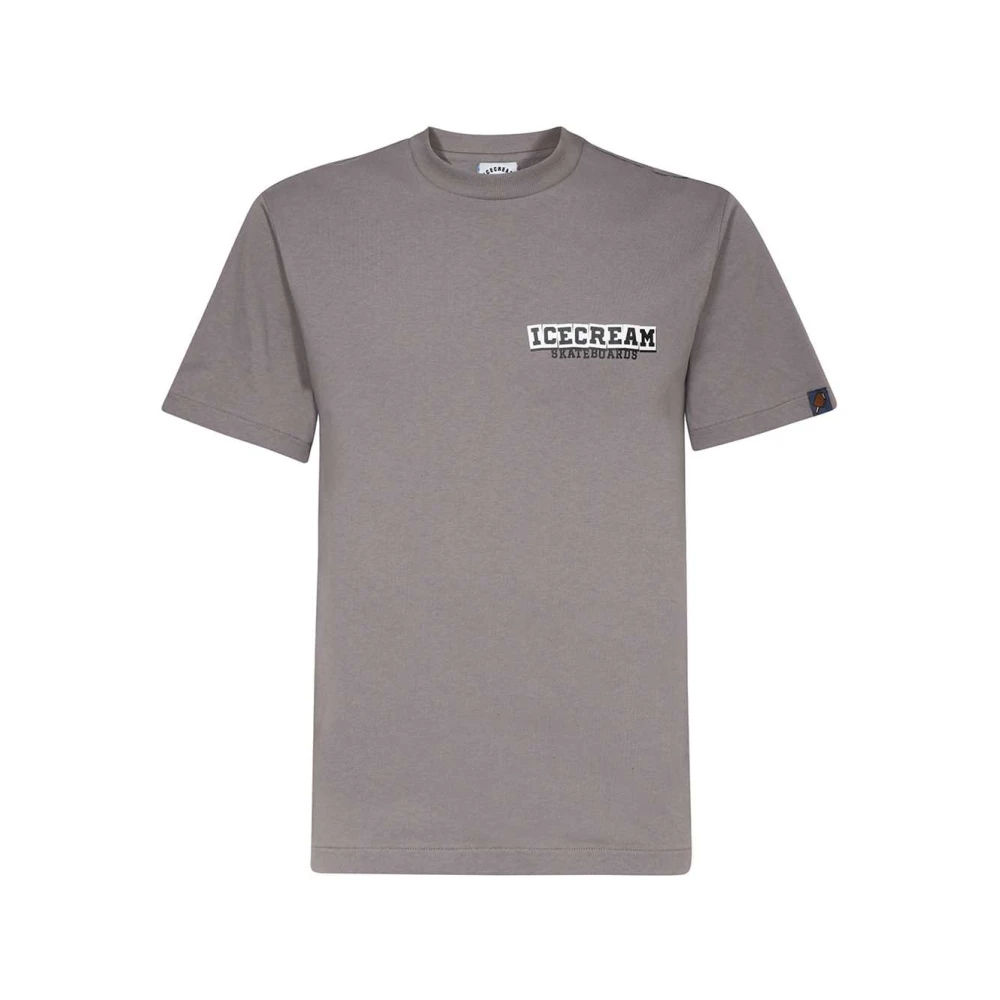 Icecream Katoenen T-shirt met Front Back Print Gray Heren
