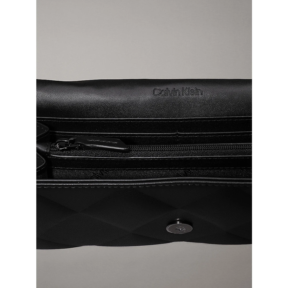 Calvin Klein Diamantgestikt Middelgrote Damesportemonnee Black Dames