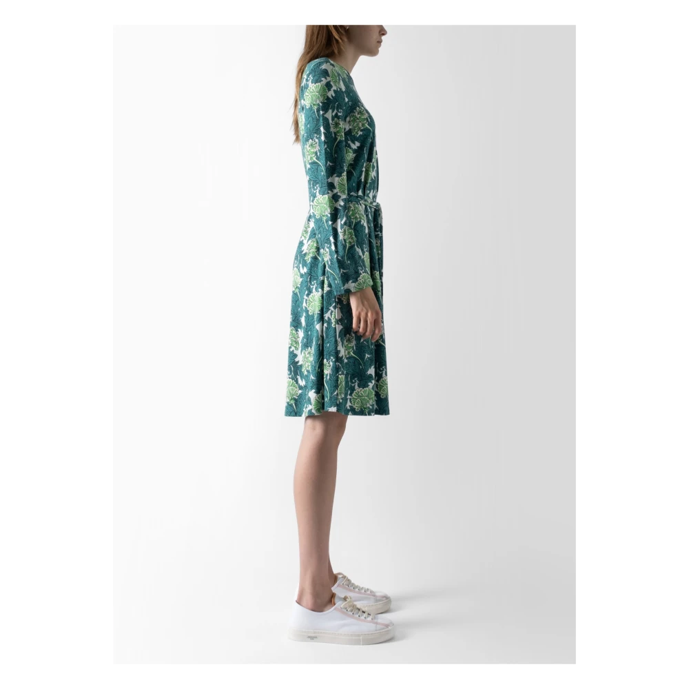 Max Mara Weekend Weelderige Midi Jurk met Wijd Uitlopende Rok Green Dames