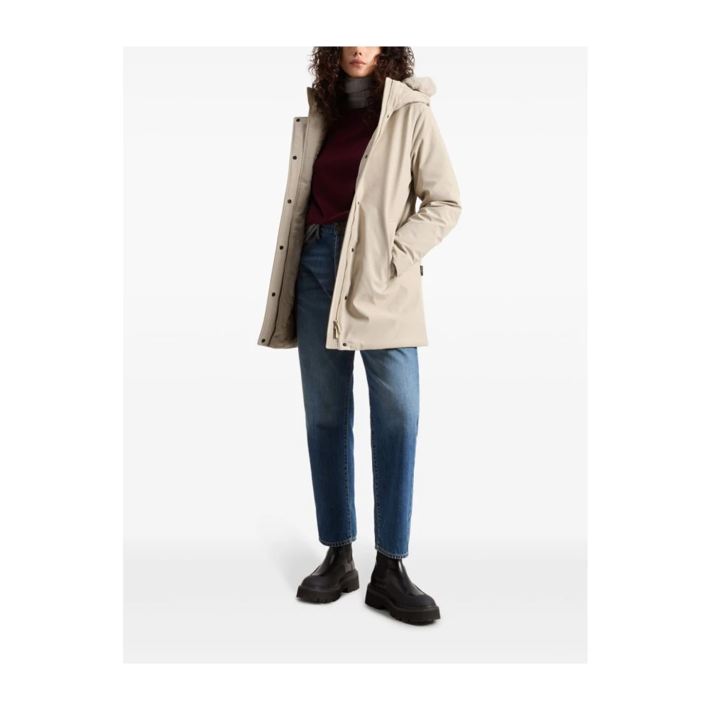 Woolrich Stijlvolle Oxford Tan Parka voor vrouwen Beige Dames