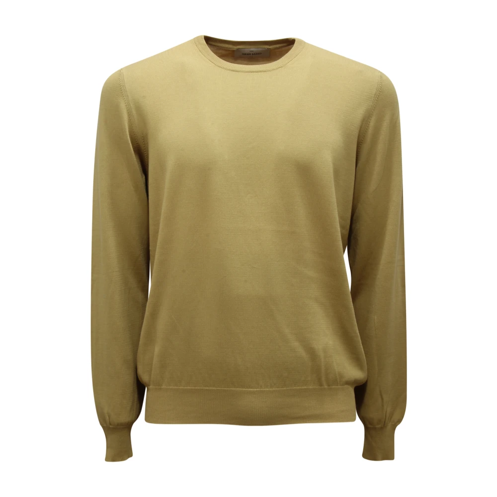 Gran Sasso Men's Yellow Round-Neck Knitwear, 2XL, Maglione Cotton Jumper