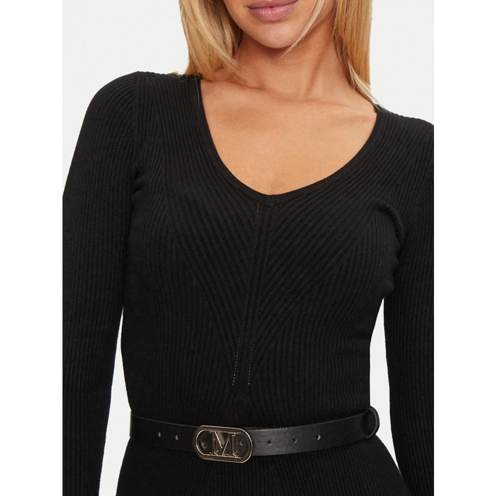 Guess Zwarte Geribbelde Luna Jurk Black Dames