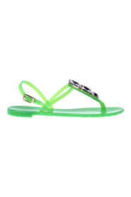 Fluo green rubber thong sandals