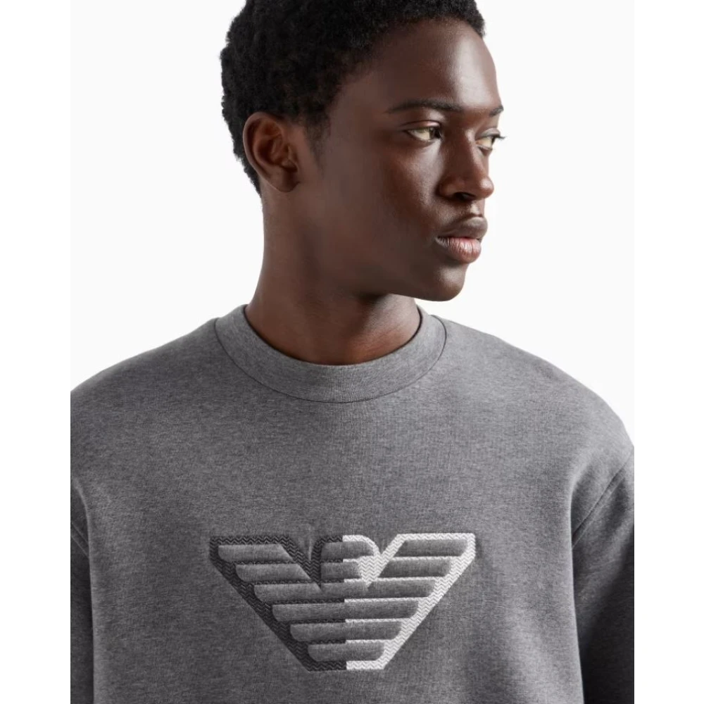 Emporio Armani Dubbele Jersey Crew Neck Sweater Gray Heren