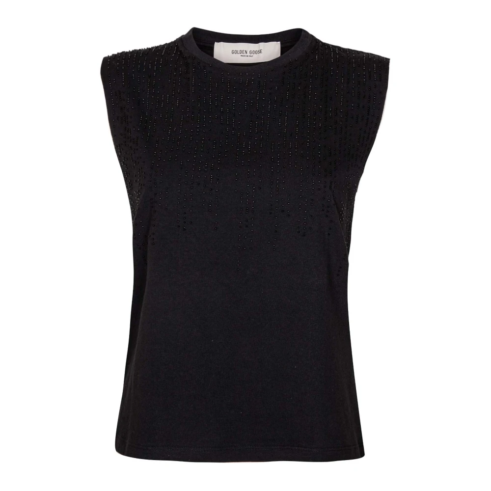 Golden Goose Zwarte katoenen vest met kralen Black Dames