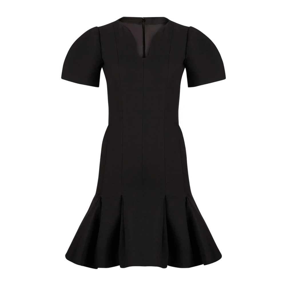 Nina Ricci Zwarte Wol Peplum Jurk Black Dames