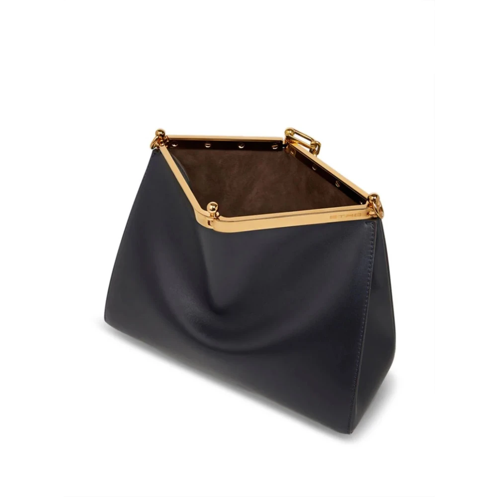 ETRO Zwarte leren schoudertas met metalen sluiting Black Dames