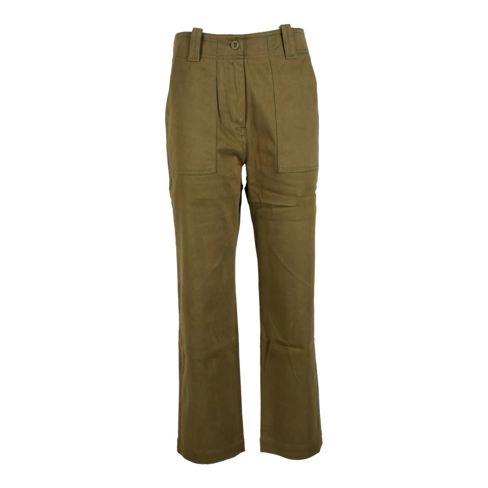 Max Mara Weekend Katoen Elastaan Weekend Broek Green Dames