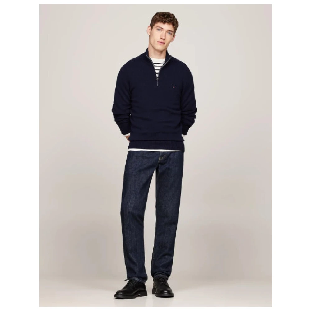 Tommy Hilfiger Wollen half-zip trui Blue Heren