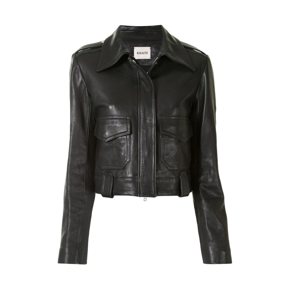 Khaite Zwarte lamsskin Cordelia leren jas Black Dames