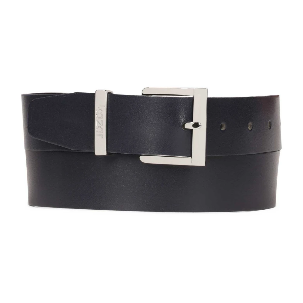 Kazar Minimalistische donkerblauwe riem met zilveren gesp Blue Dames