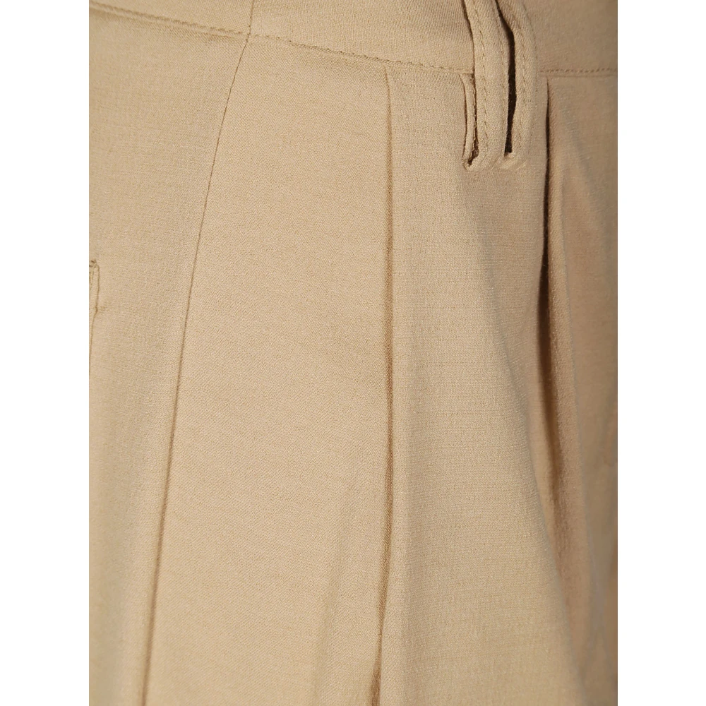 Momoni Natuurlijke Wol Crepe Broek Beige Dames