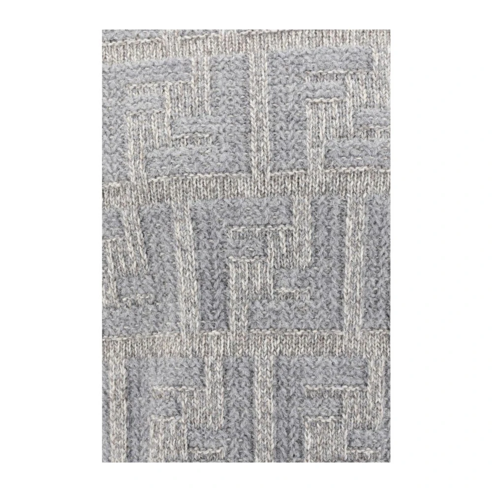 Fendi Jacquard Gebreid FF Logo Sweater Gray Heren
