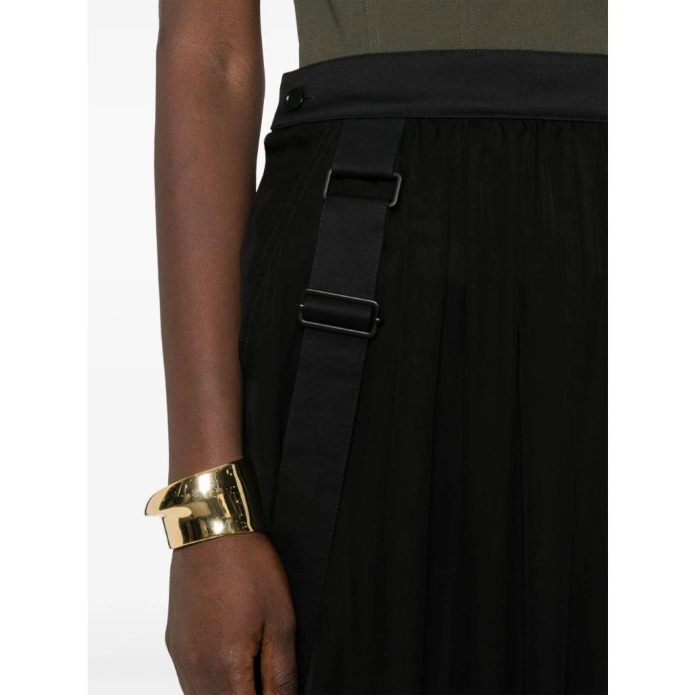 Max Mara Zwarte Chiffon Geplooide Rok Black Dames