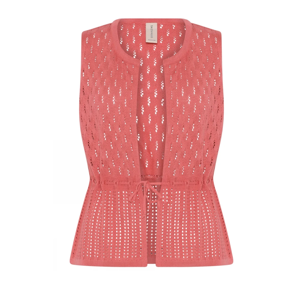 Skovhuus Open Gehaakt Vestje met Riem Blossom Pink Dames