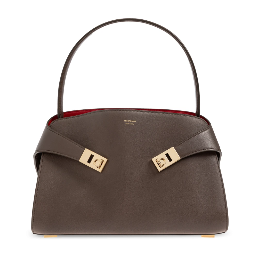 Salvatore Ferragamo Schoudertas Hug Brown Dames