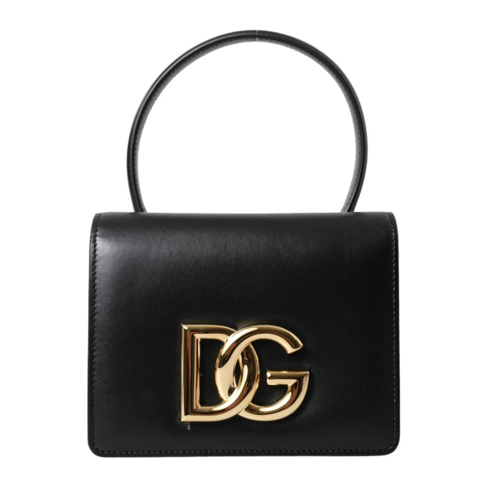 Dolce & Gabbana Zwarte leren heuptas met logo Black Dames