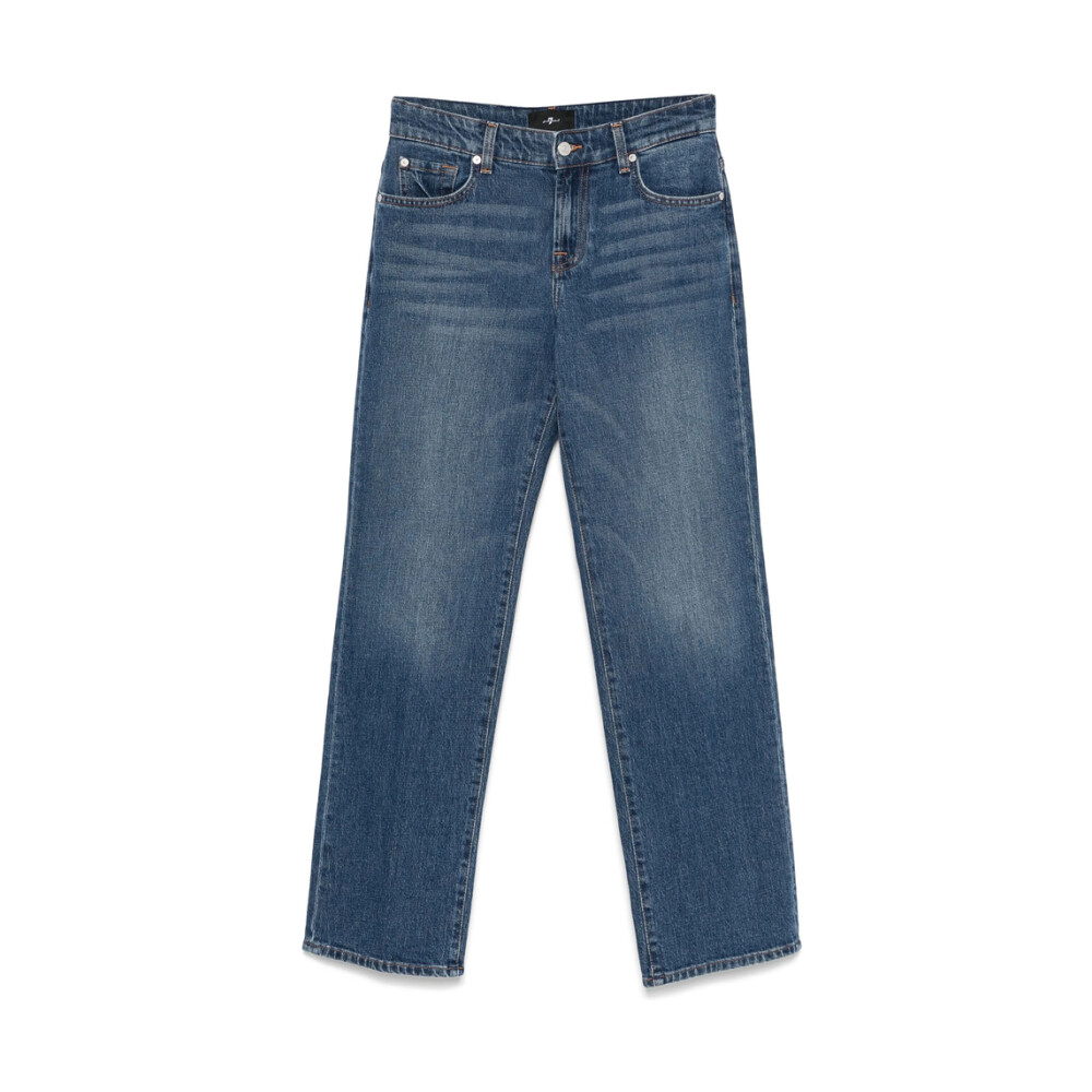 パンツ 7 FOR ALL MANKIND Women Straight Pants JSP0A910CIDARK Blue 7 For All Mankind Damskie jeansy The Straight Mid Blue Jeans