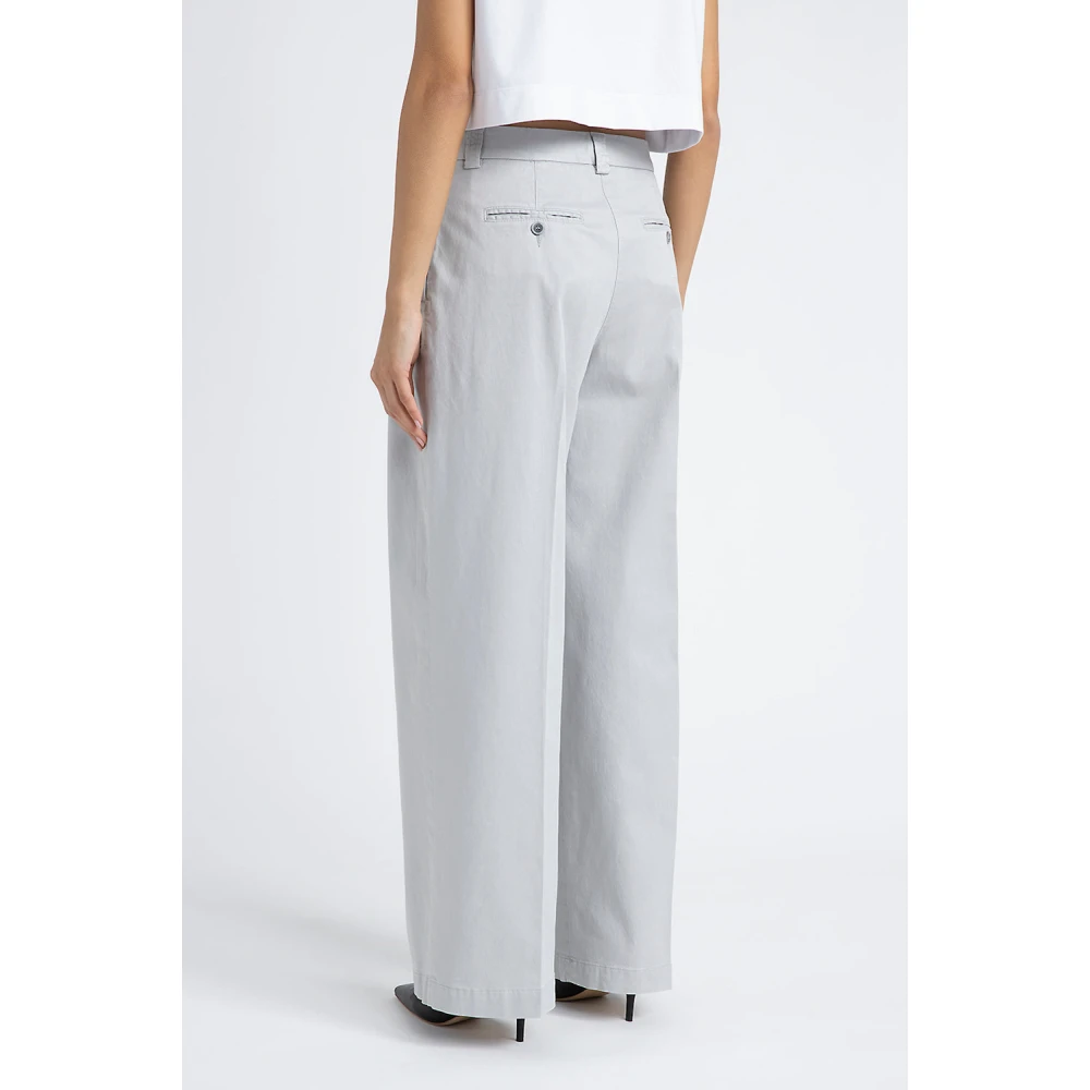 PESERICO Geplooide broek in katoen zijde gabardine en tencel Gray Dames