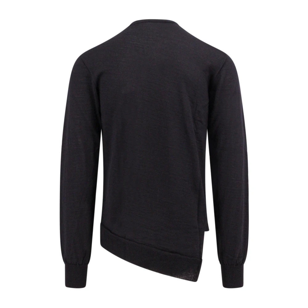 Comme des Garçons Zwarte Gebreide Crew-Neck Wollen Trui Black Heren