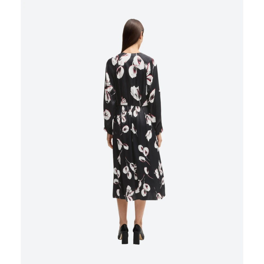 Hugo Boss Tulpenprint V-hals Jurk Black Dames