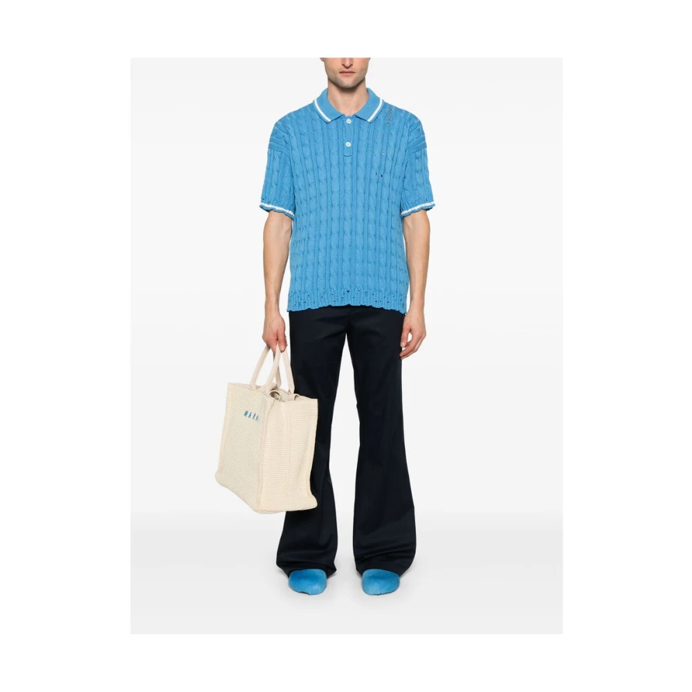 Marni Blauwe Geborduurde Knooptrui Blue Heren