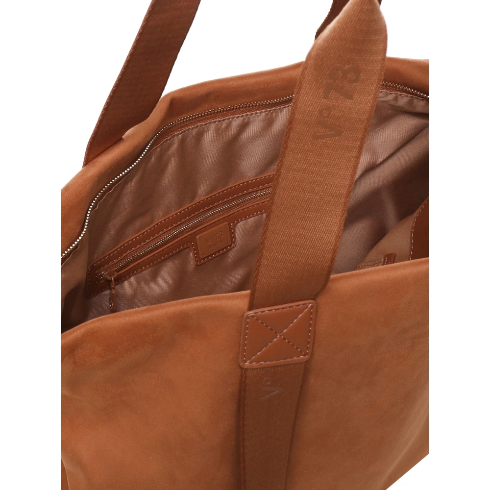 V73 Zwarte Katoenen Tote Tas met Rits Orange Dames