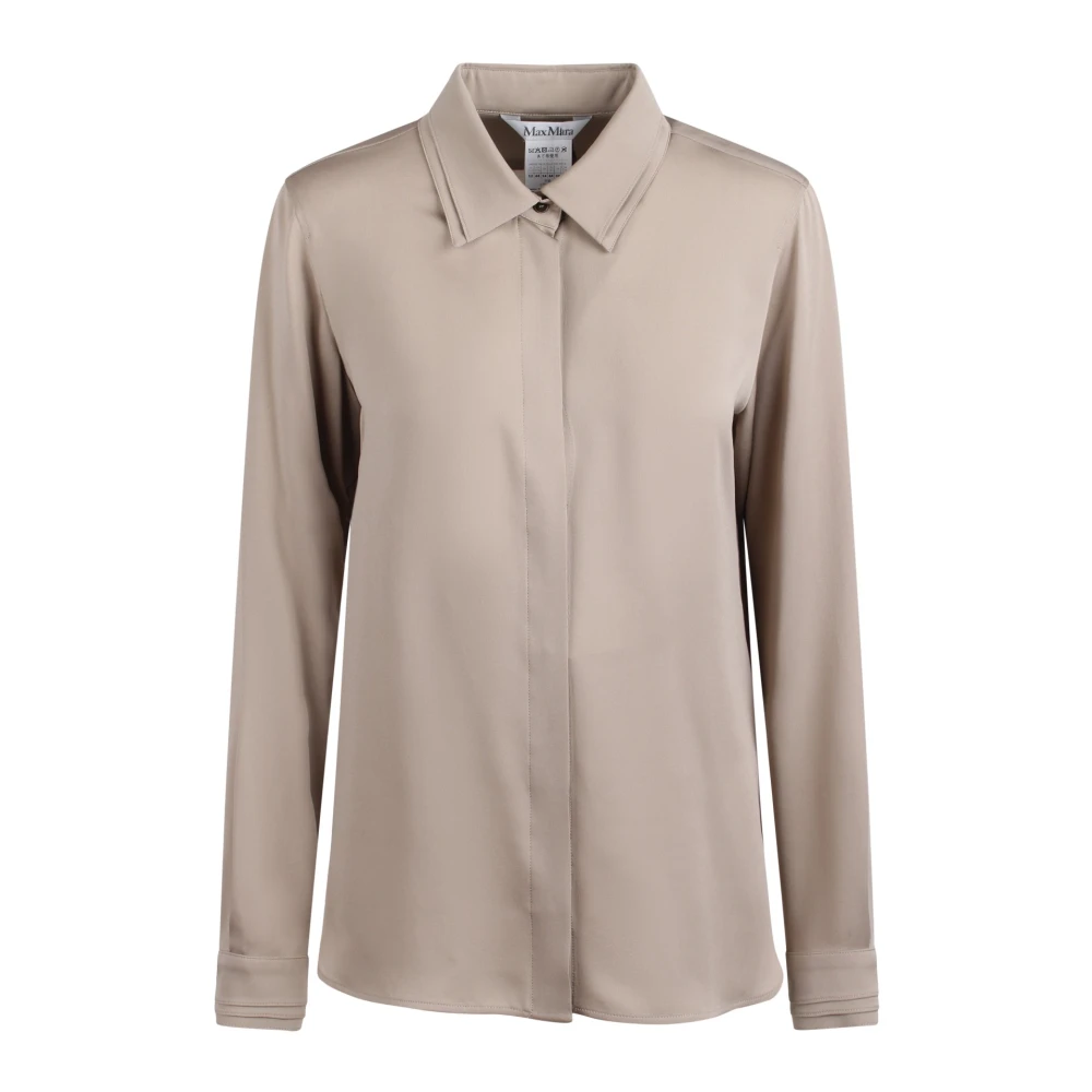 Max Mara Norel Shirt met Dubbele Kraag Beige Dames